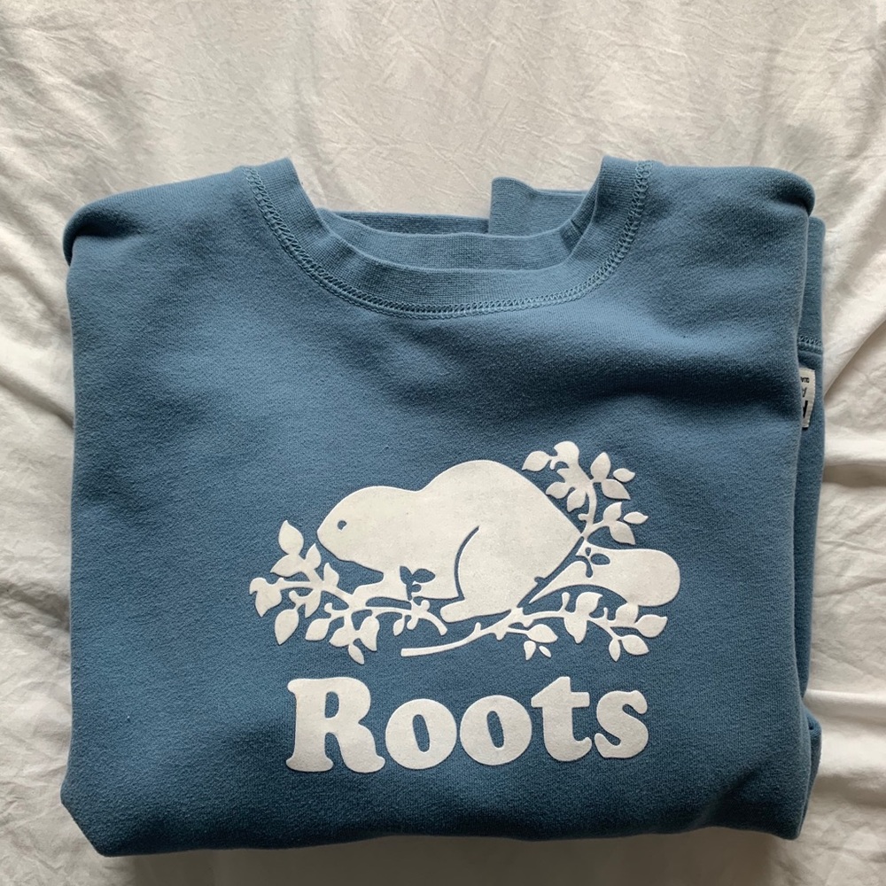 Roots Blue Crewneck Sweatshirt with White Logo